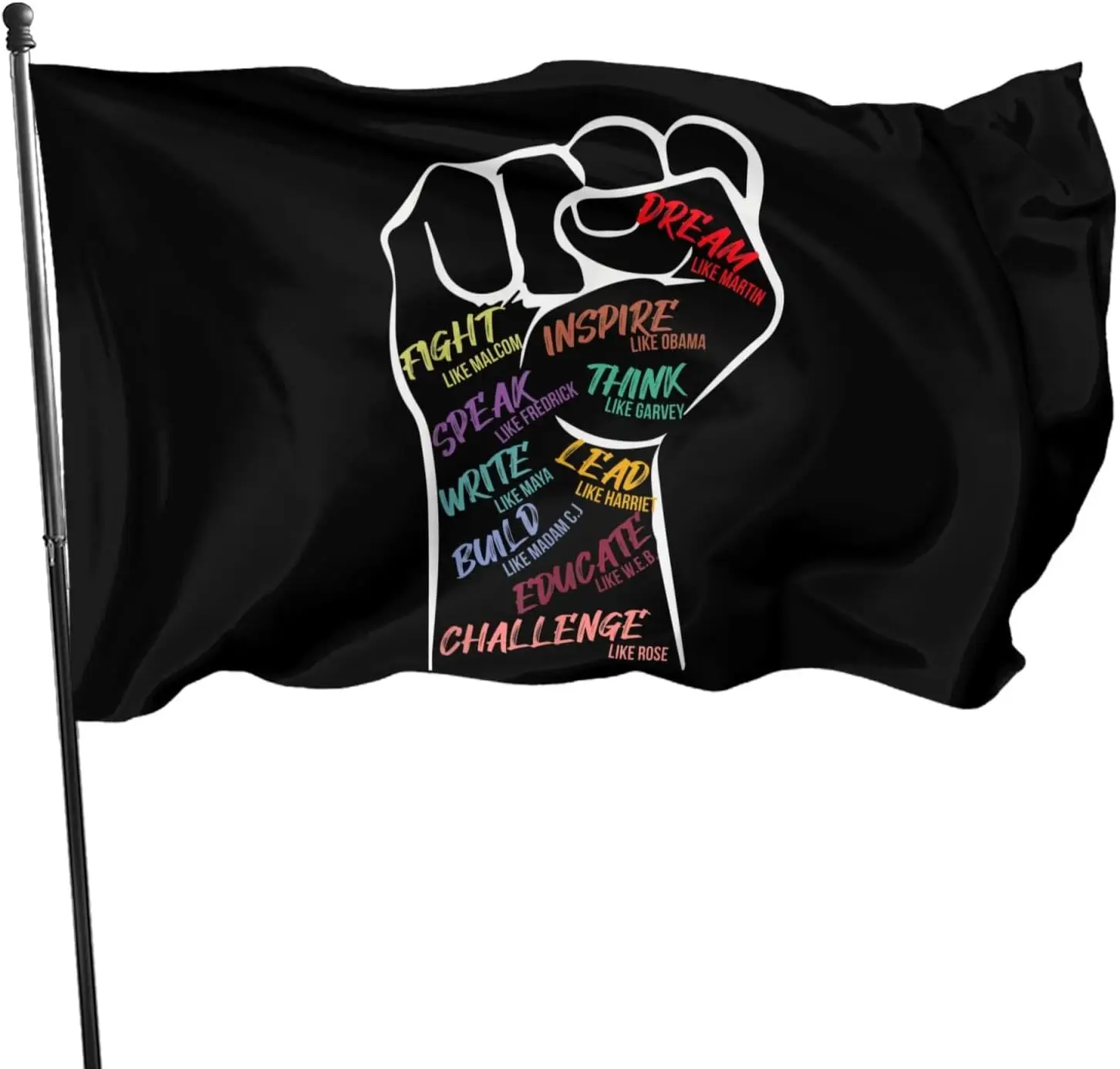 Flagicts 100% Polyester Black History Month Inspirational Leaders Power Flags