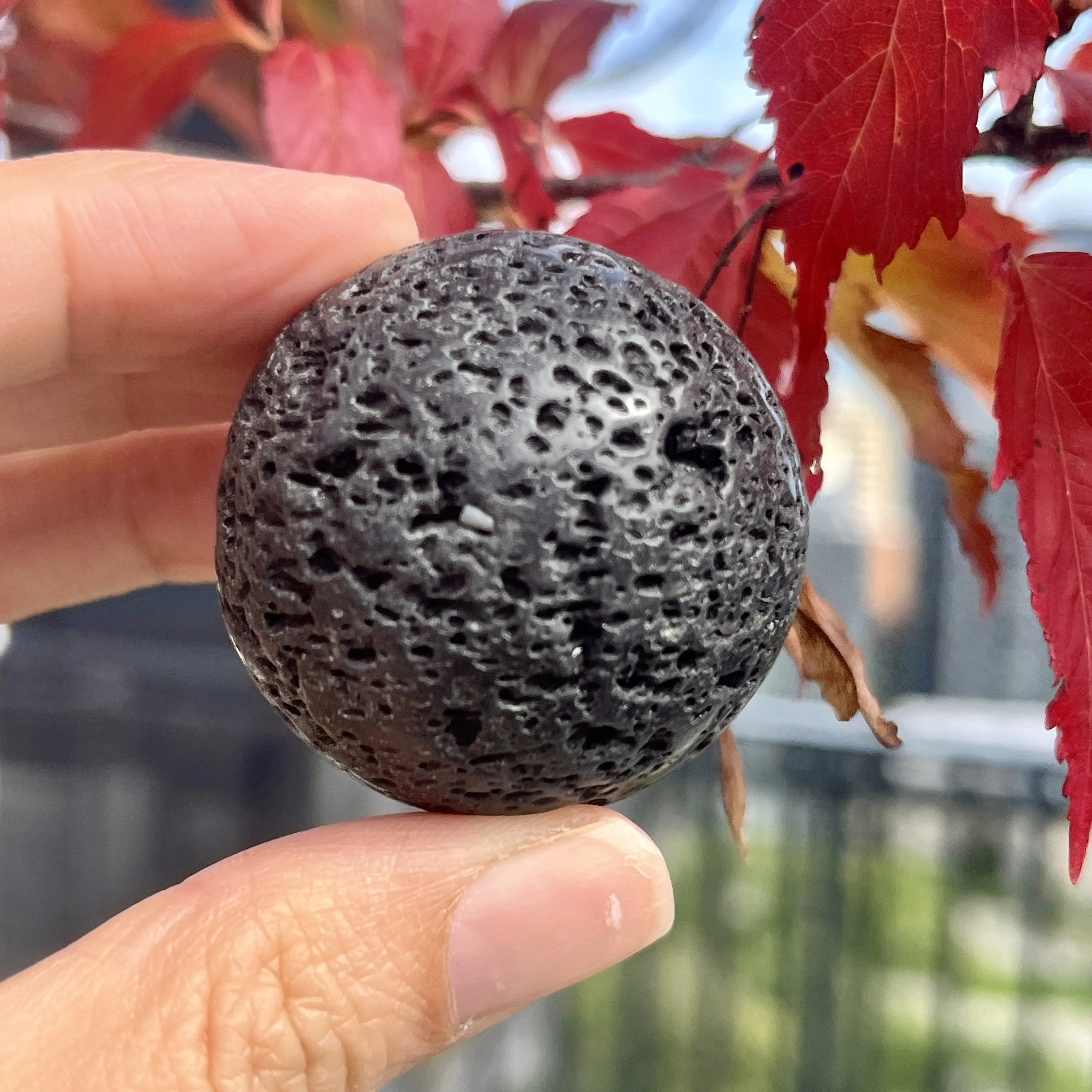 

1pc Rare Lava Volcanic Sphere, Genuine Volcanic Black Jet Tumbled Lava, Home Decor, Holidays Gift