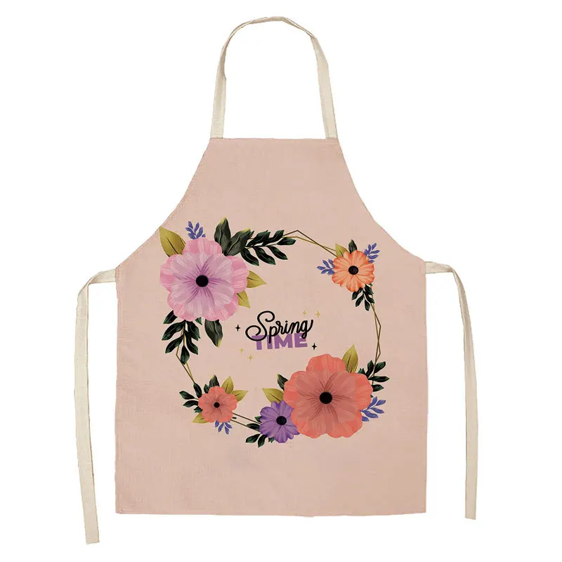 Watercolor Wreath Green Plant Kitchen Apron Children's Painting Class Sleeveless Bib Hanging Neck Men and Women Cooking Apron