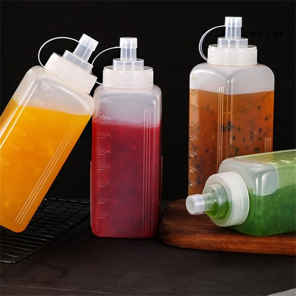 1Pcs PE 800/1000ML Large Diameter Dustproof Plastic Squeeze Sauce Bottle Dressing Bottle Squeezing Container Seasoning Bottle