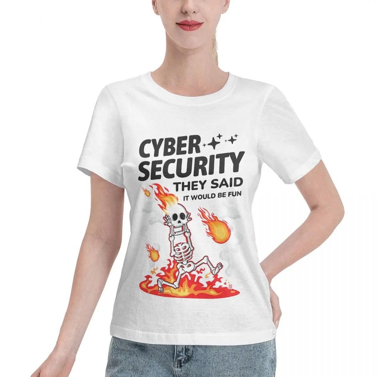Washable Cyber Security They Said It Would Be Fun Funny Women's T-shirt Outdoor Activity Outdoor Casual Top