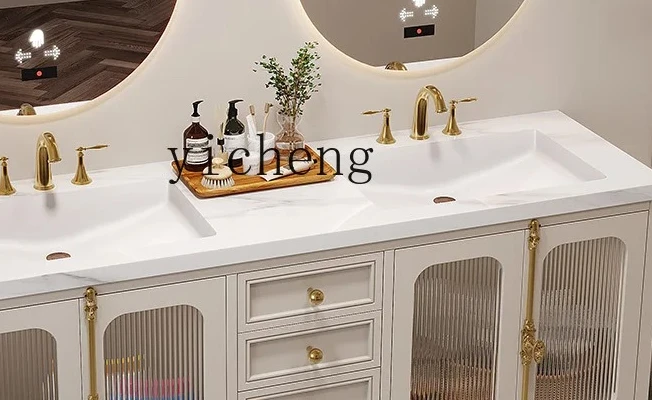 

Smart Oak Bathroom Cabinet Combination Toilet Slate Wash Desk Washbasin Cabinet