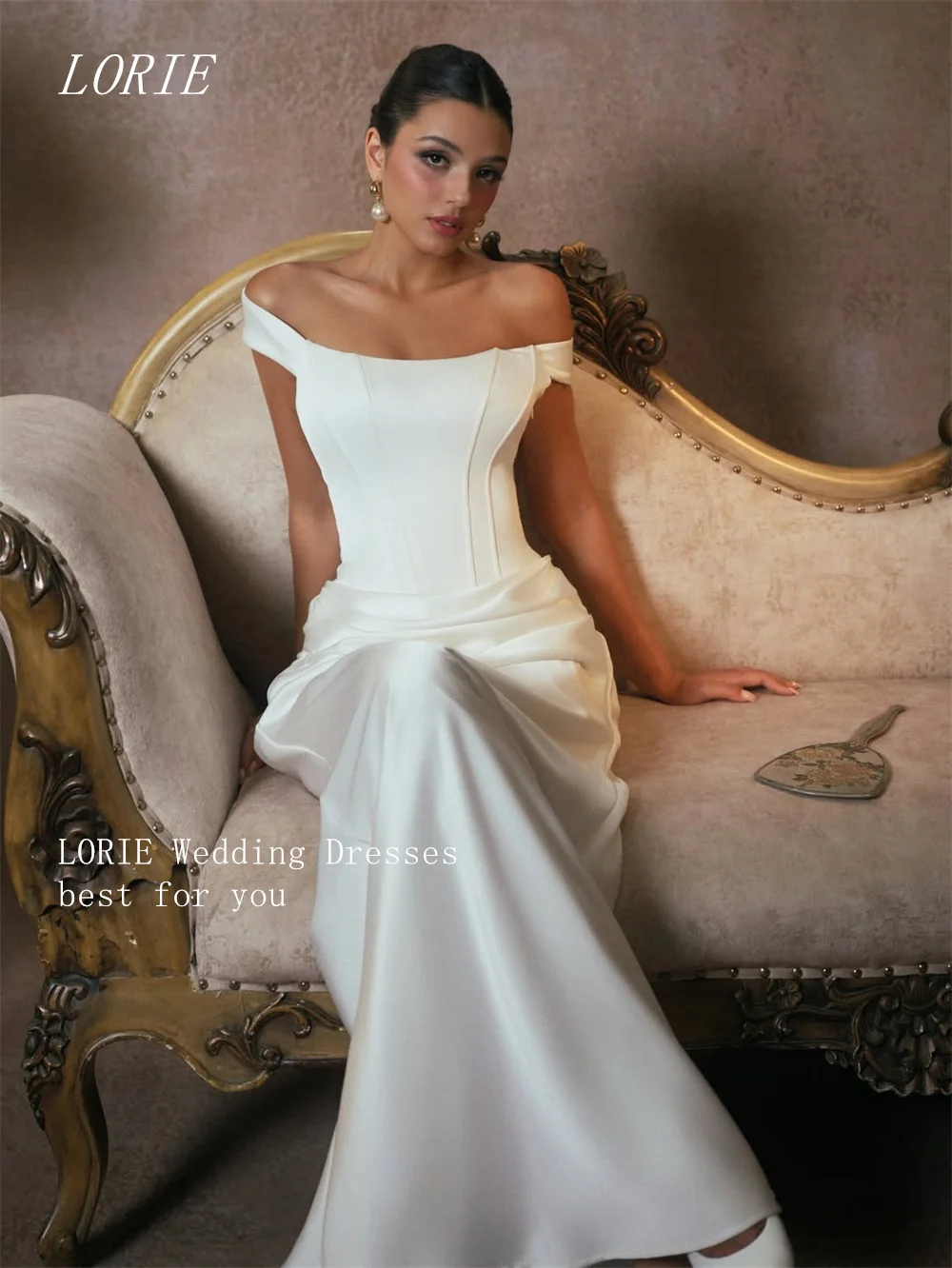 

LORIE Luxury Mermaid Civil Wedding Dress Simple Elegant Bridal Dresses Off The Shoulder Engagement Wedding Gown Customized 2026