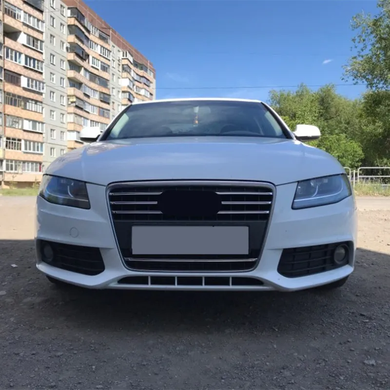 Car Front Center Grille Grid Decorative Cover Stickers For Audi A4 2009-2012 Stainless Steel Grill Decal Strips Exterior Molding