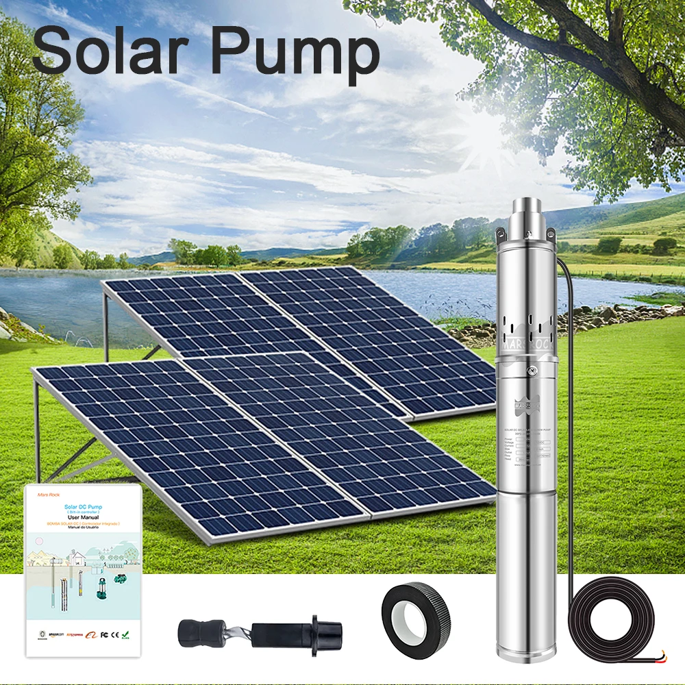 Bomba de agua de pozo sumergible, dispositivo Solar con controlador integrado para ciclo eléctrico, 750W, 400W, 370W, cc 12V, 24V, 48V, 60V