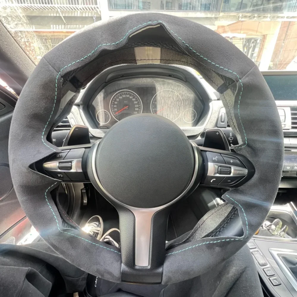 

Custom Car Steering Wheel Cover Suede For BMW F87 M2 F80 M3 F82 M4 M5 F12 F13 M6 F85 X5 M F86 F33 X6 M F30 M Sport Car Interior
