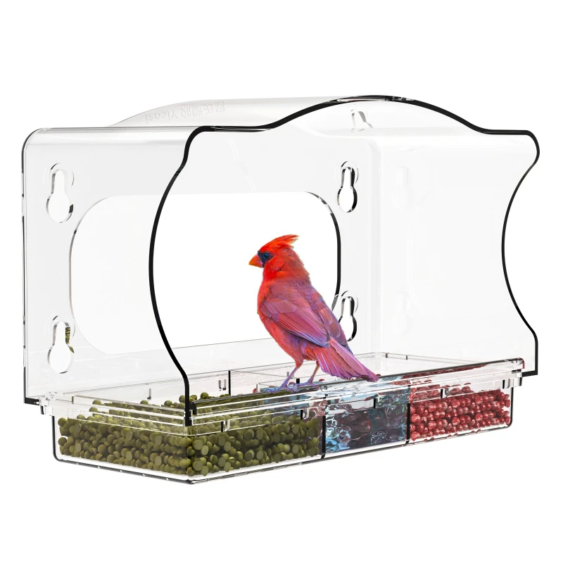 

Pet Bird Cage Outdoor Window Bird Feeder Transparent with Strong Suction Cup No Punching Plastic Bird House