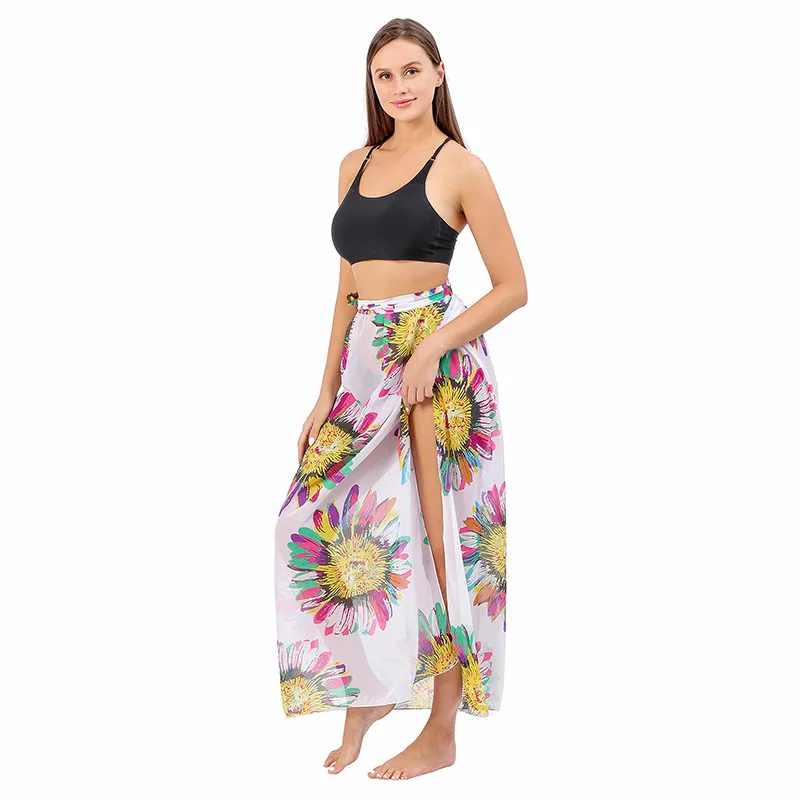 Falda de playa con estampado de leopardo, blusa de Bikini con lazo envolvente, ropa de protección solar, vacaciones en la playa, moda de ocio, primavera y verano