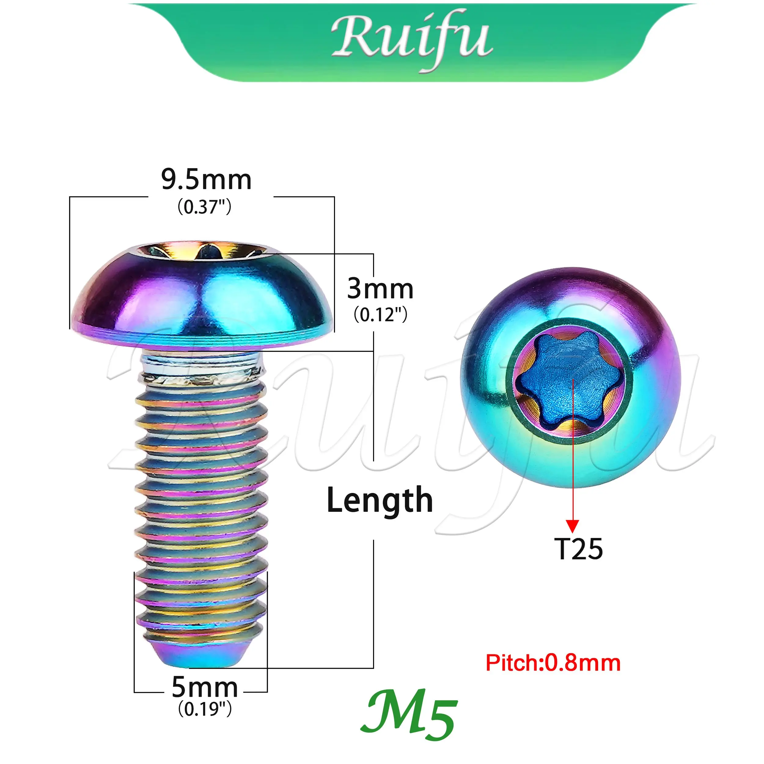 Ruifu  Titanium Bolt  M5X10/12mm T25 Torx Head Screw  Disc Brake Rotor Bolts