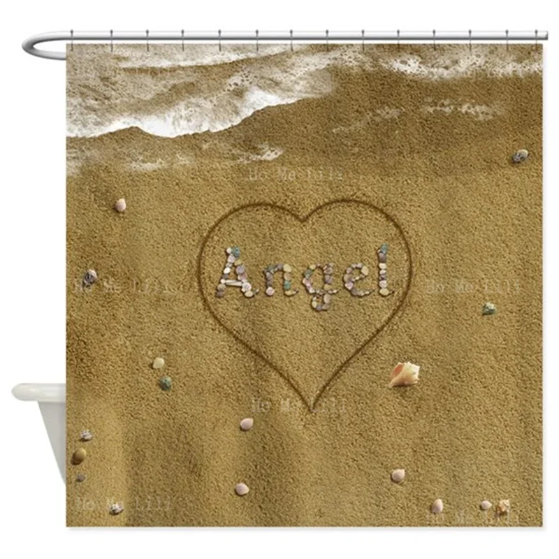 Spell Out Angels With A Bunch Of Colorful Pebbles Beach Love Shell Sea Water Scree Cool Shower Curtain With Hooks