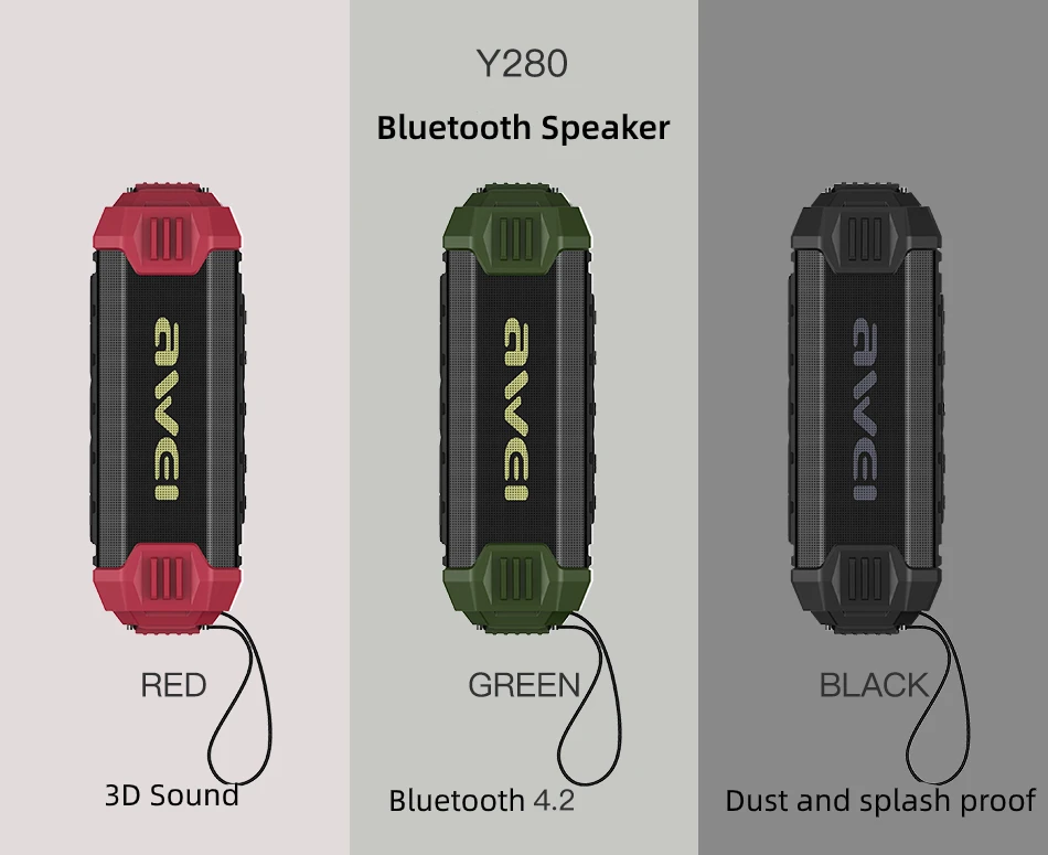 AWEI OEM Y280 Customized Outdoor Waterproof Bluetooth Speaker 16W With 4000mAh Power Bank TF AUX