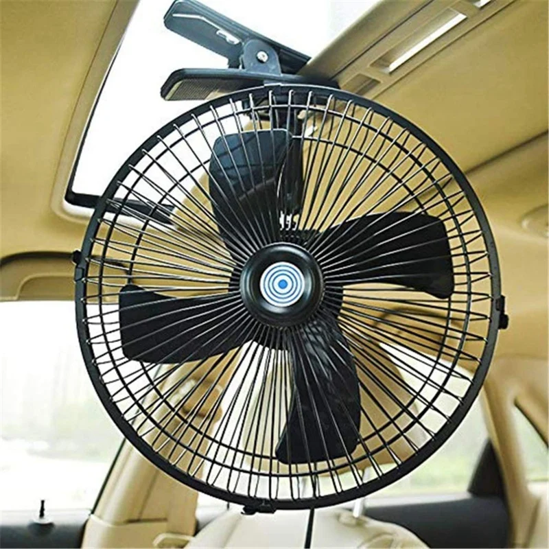 10 Inch 12V Car Electric Fan Adjustable Speed Oscillating Cooling Fans With Clip For Home Travel Car Truck