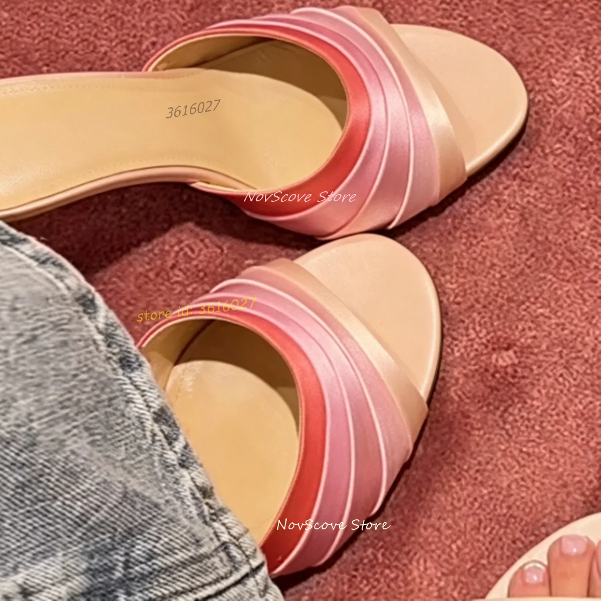 Slip Dress Satin - صندل مفتوح الأصابع متدرج الألوان بكعب