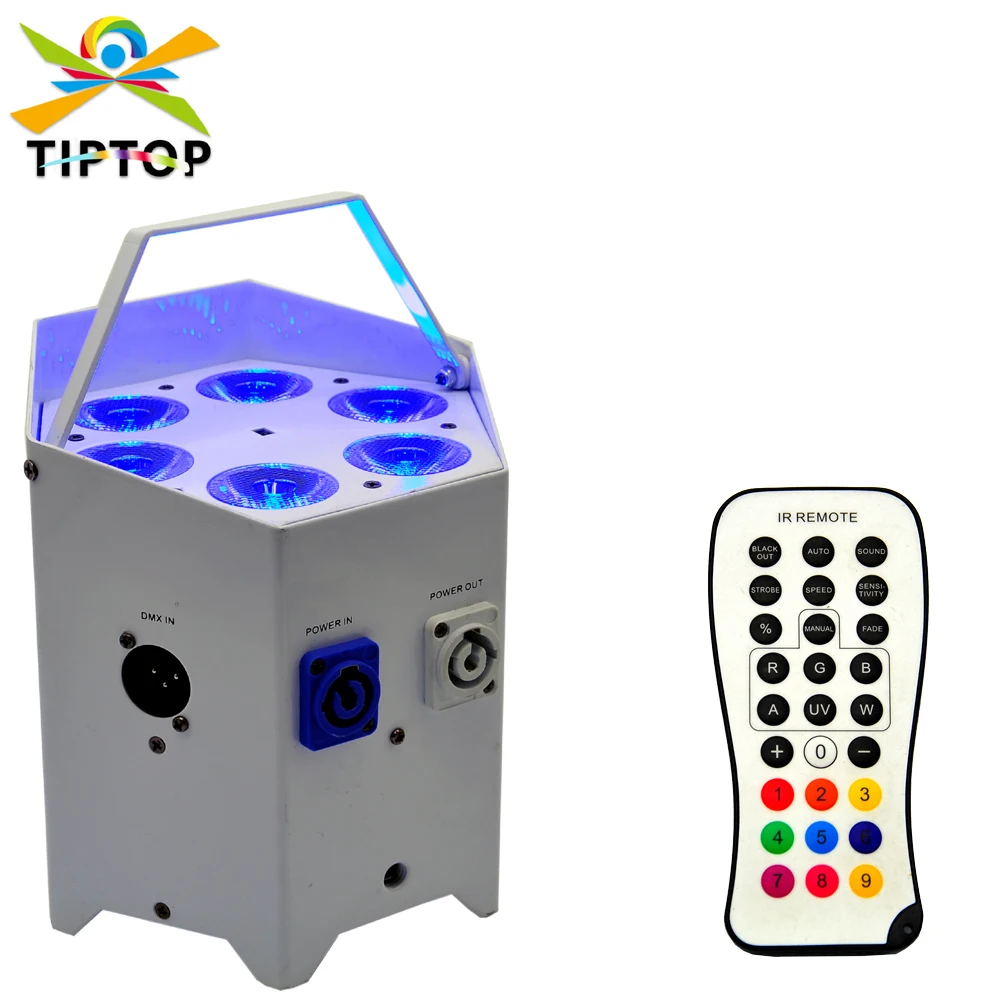 TIPTOP 6x15W 5IN1 Wireless Led Flat Par Lights With Rechargeable Li-Battery Power IN OUT Carry Handle Mini 5IN1 Truss Led Light