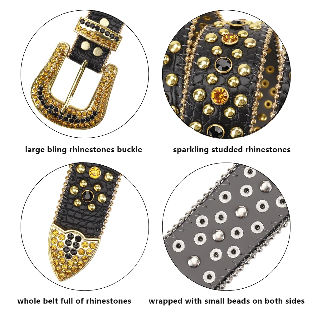 Western Cowboy Rhinestone Belts Luxury Designer Cowgirl Crystal Studded Belt Fashion Diamond Belt Jeans Accessories Cinturones