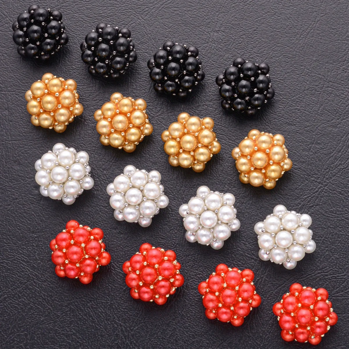 10Pcs 17/22mm Exquisite flower plate diamond-encrusted pearl flower-shaped buttons women's sweater coat decorative buttons N888