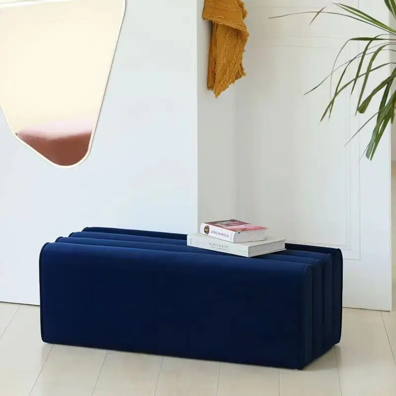 

Nordic sofa side square chair foot stools living room household luxury low shoe bedend pedal step stool furniture vanity chair