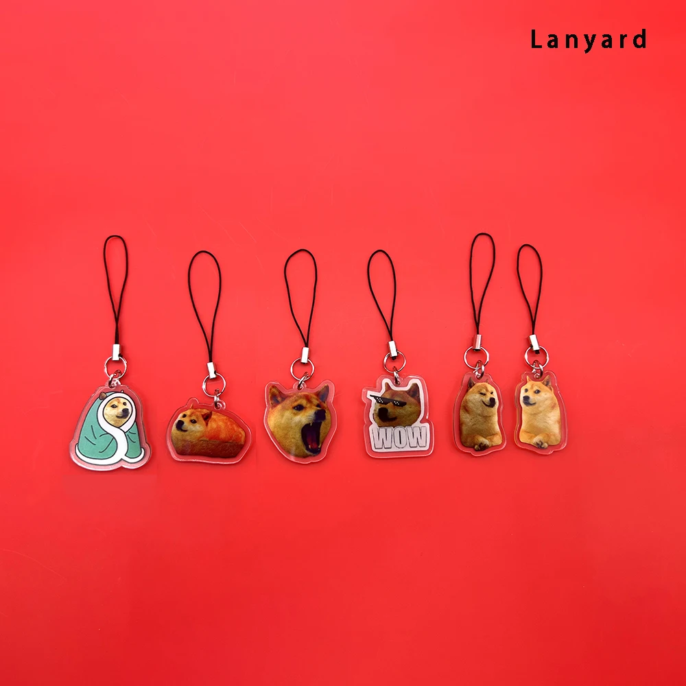 1pcs/6pcs Cute Pet Keychain/Mobile Phone Hanging Rope Acrylic Dog Keychain Bookbag Hanging Accessories