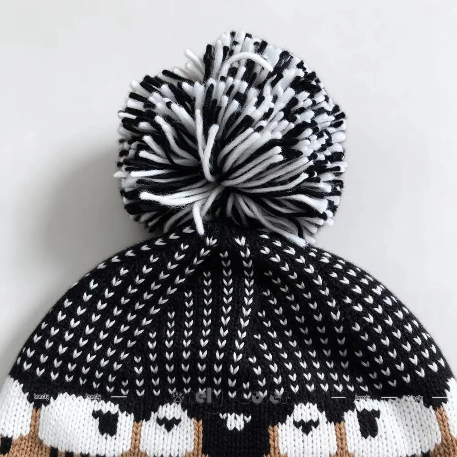 Sheep Knit Beanie for Gamers & Horror Fans, Cosplay Pom Pom Winter Hat 2