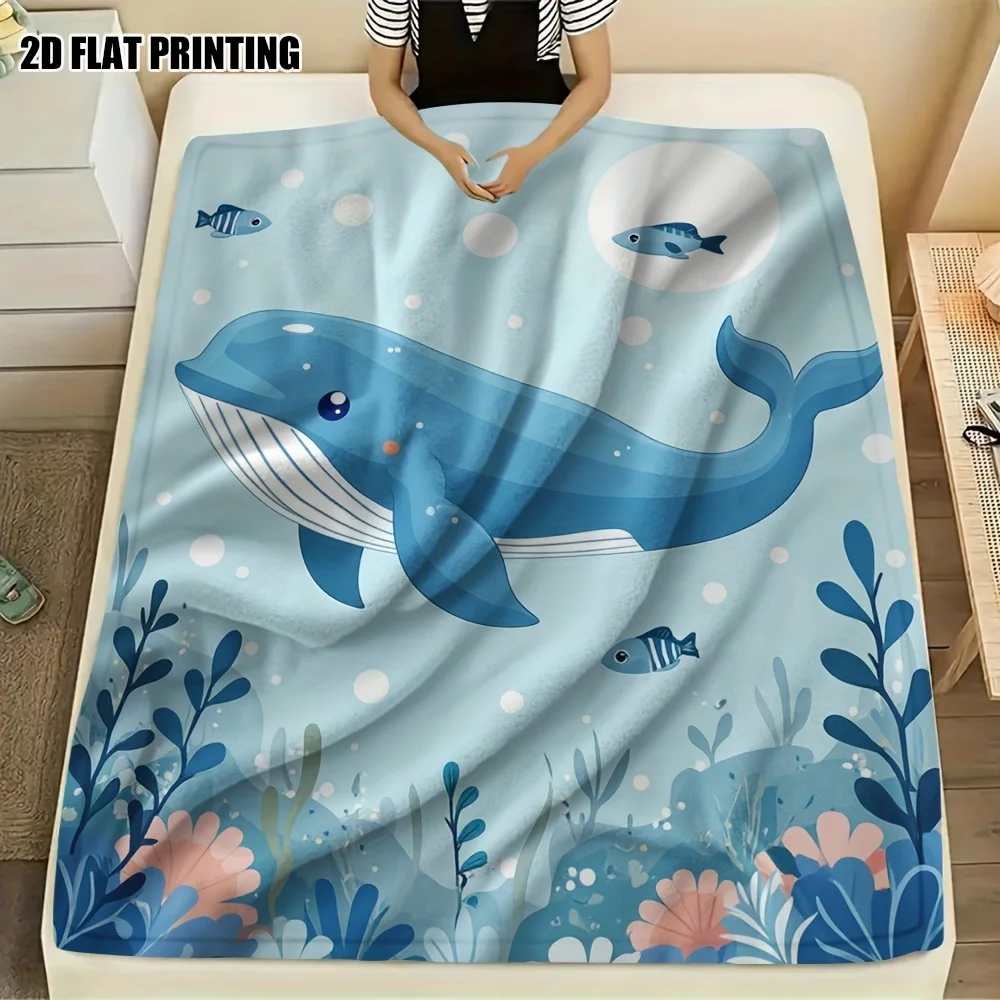 Whale Shark Tie Dye Blanket Deep Sea Animal Print Soft Throw For Couch Bedroom Home Decor Accent Modern Style