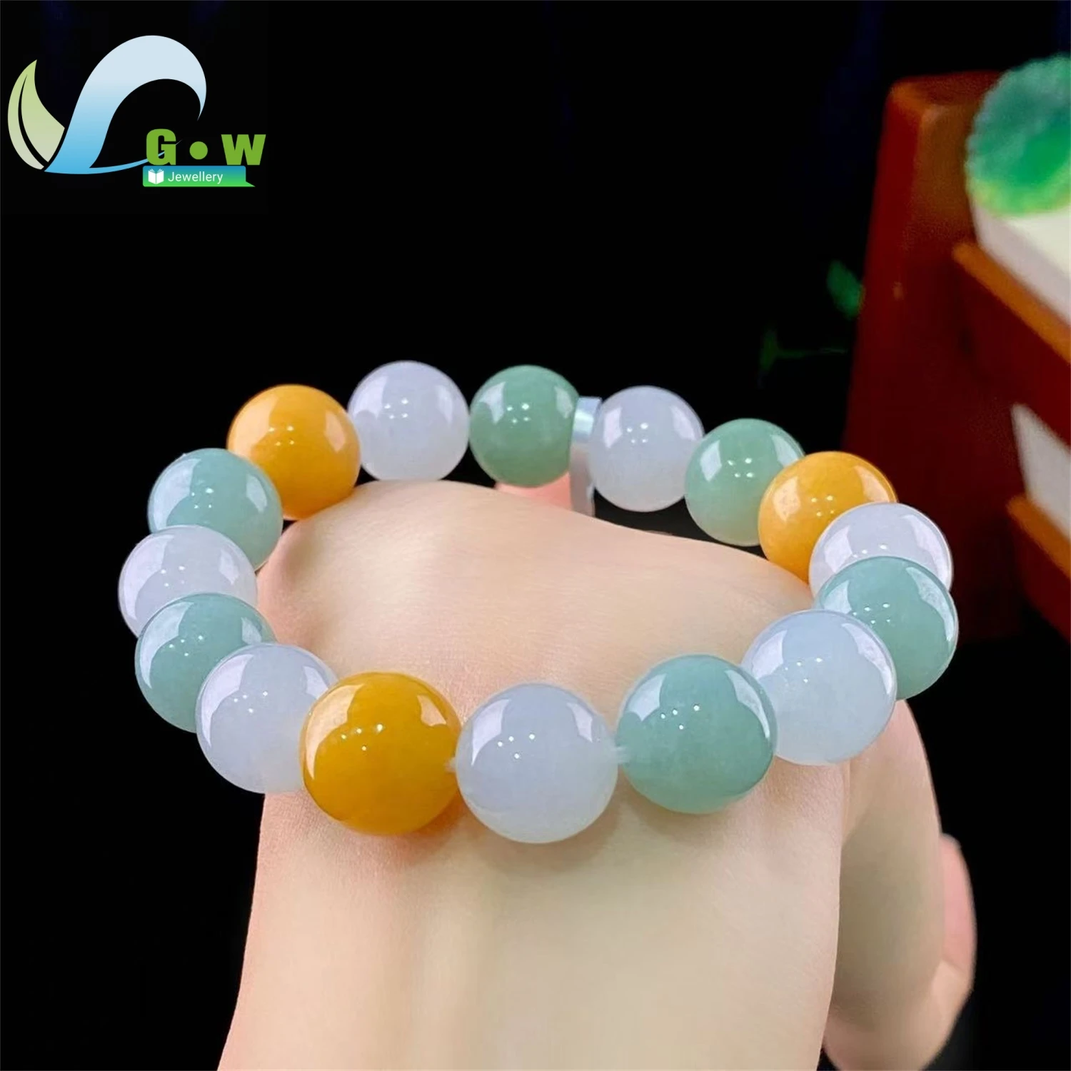Natural High Ice Jadeite Multi Gem Beaded Bracelet for Women Minimalist Fine Jewelry Gift Smooth Everyday Wear Elegant Energy