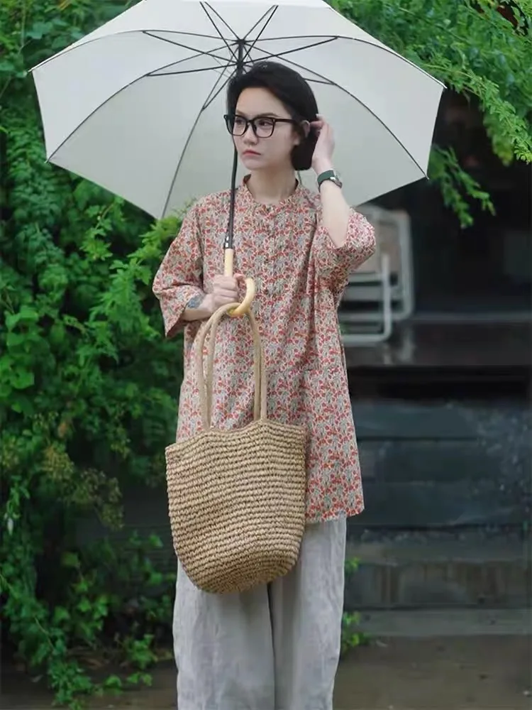 

Розовый свободный длинный женский топ средней длины с цветочным принтом Sve irt, повседневный свободный крой, закрывающий мясо, утягивающий осенний топ средней длины