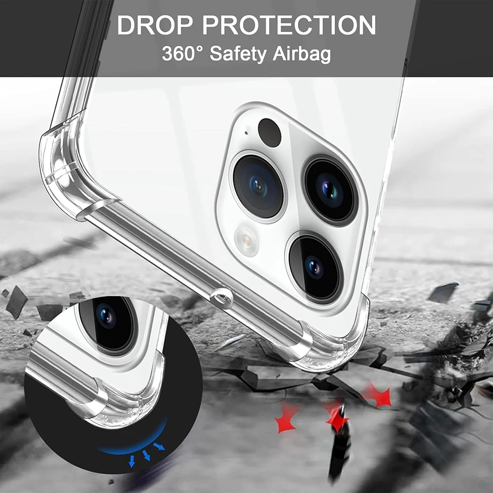 With Lanyard Shockproof Silicone Soft Case For iPhone 16E 15 14 13 12 11 Pro XS Max X XR SE 2 3 7 8 Plus Clear Ultra Thin Cover