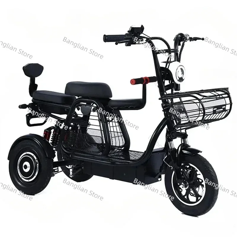 

Powerful Electric Tricycle with Reverse Function for Adults, E Scooter, Dual Motor, 3 Seater, 48V, 12in, 500W