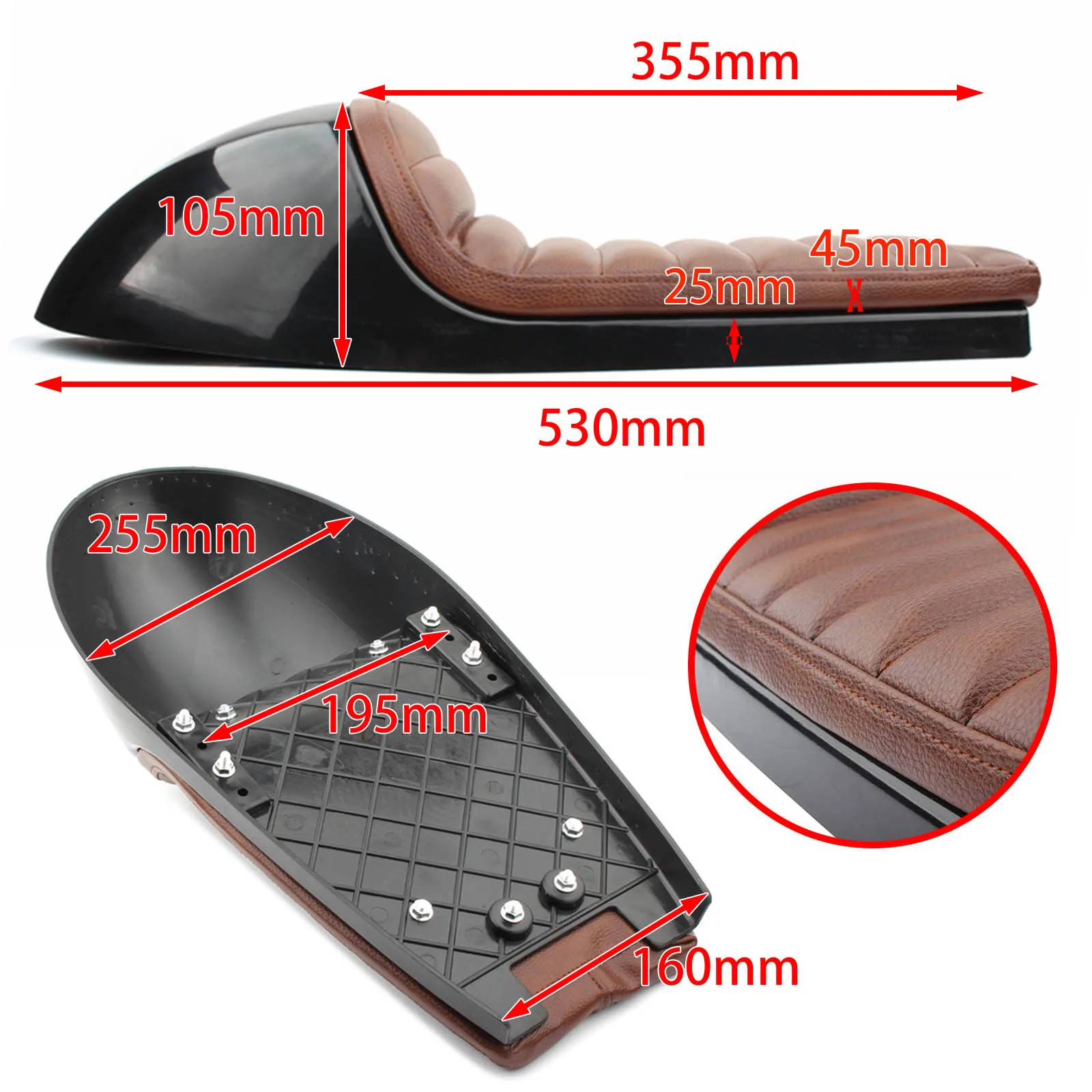 Seat Retro Seat Pan Base Saddle Scrambler Cushion Vintage Motorcycle SeatsFit Flat Motorbike Frame