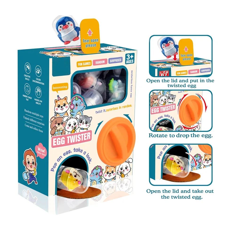 Gachapon Machines Blind Box with 6pcs Random Capsule Egg Christmas Twisting Machine Cardboard Box with Capsule Toys for Kids