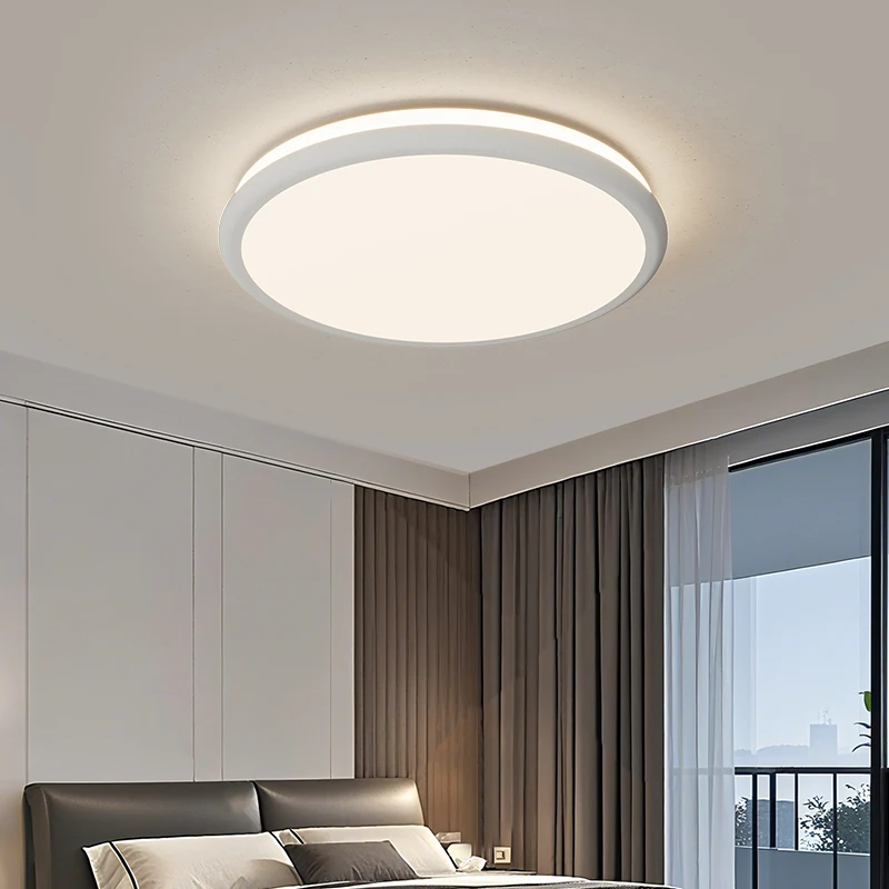 Medieval Style Retro Ultra-thin Full Spectrum Eye Protection Living Room Main Lamp Minimalist  Walnut Wood Grain Ceiling Lights