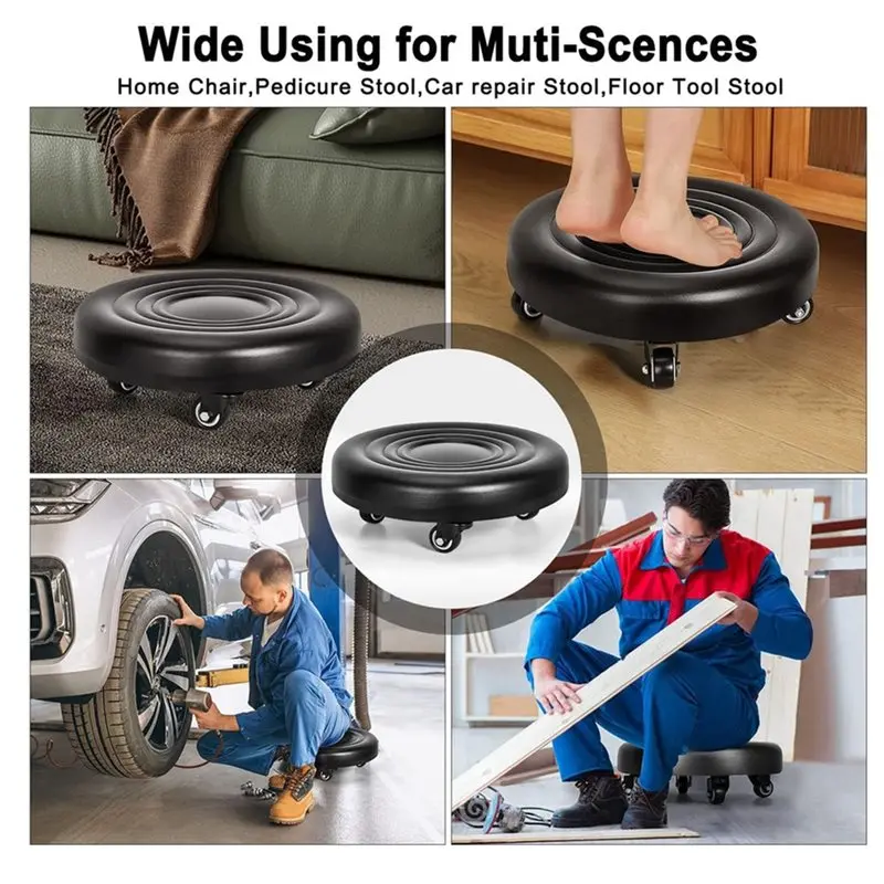 PORK-Roller Universal Wheel Rolling Stool Stable& Drop-Proof Low Height Design For Home Office Fitness Garage Use