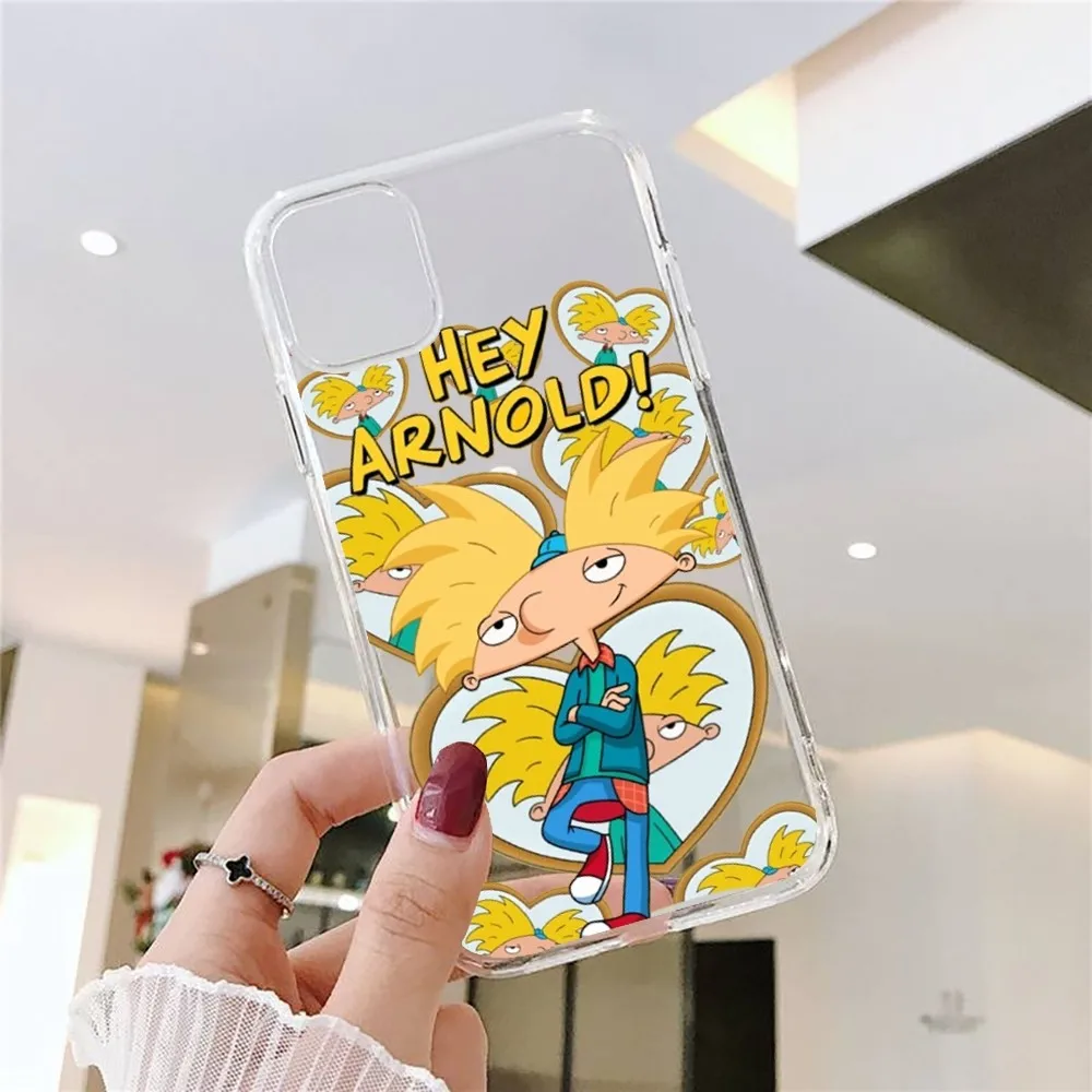 Funny Cartoon H-Hey A-Arnold Phone Case For Iphone 15 11 13 14 Pro Max 7 8 Plus X Xr Xs Max Se2020 12mini Transparent Cover