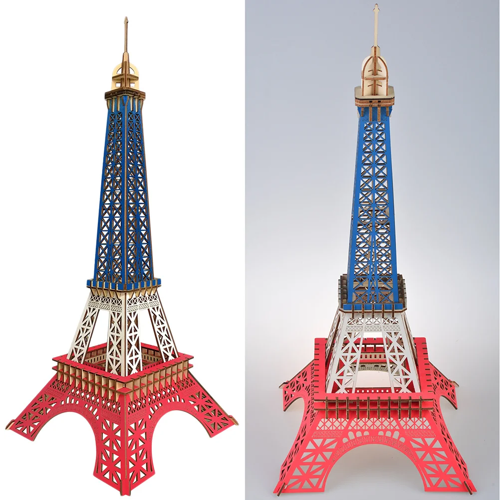 Puzzle in legno colorato Torre Eiffel Durevole ornamento da scrivania 3D Puzzle educativi in legno Regali fai da te per bambini per il compleanno di Natale