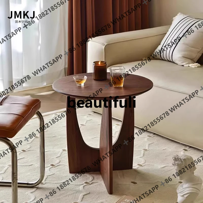 

Скандинавский полный журнальный столик, диван, приставной столик, гостиная, домашний балкон, круглый угловой столик из черного ореха