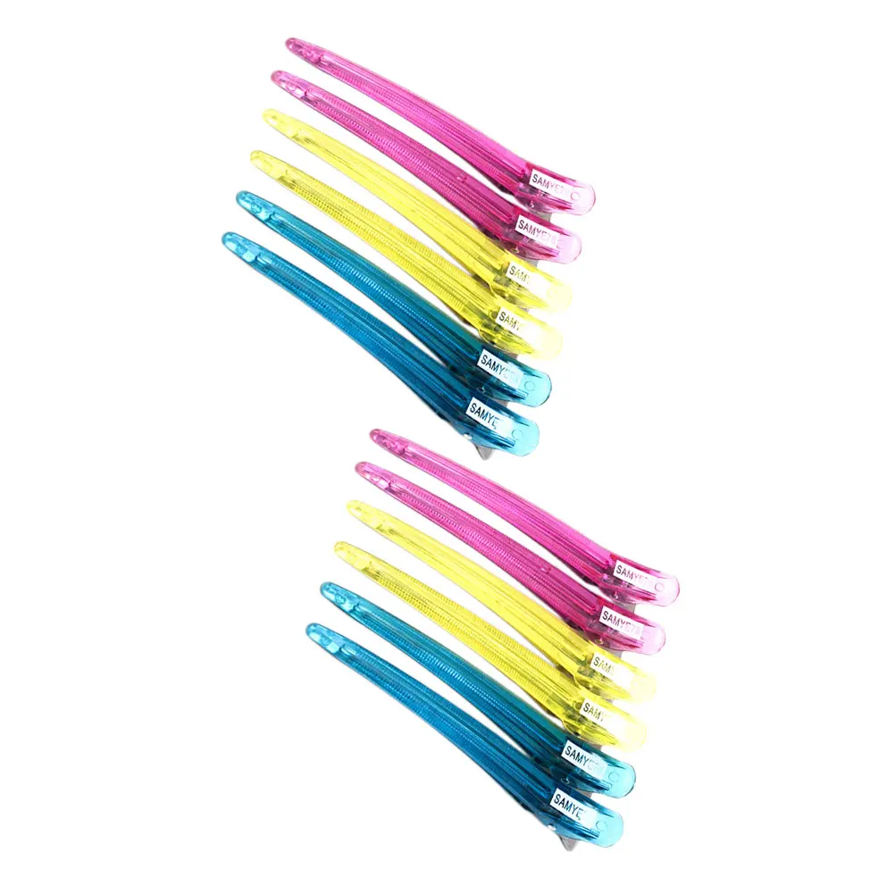 

12 pcs Crystal Markless Clips Long Mouth Seamless Partition Durable Plastic Metal Styling Hair Clip Accessories