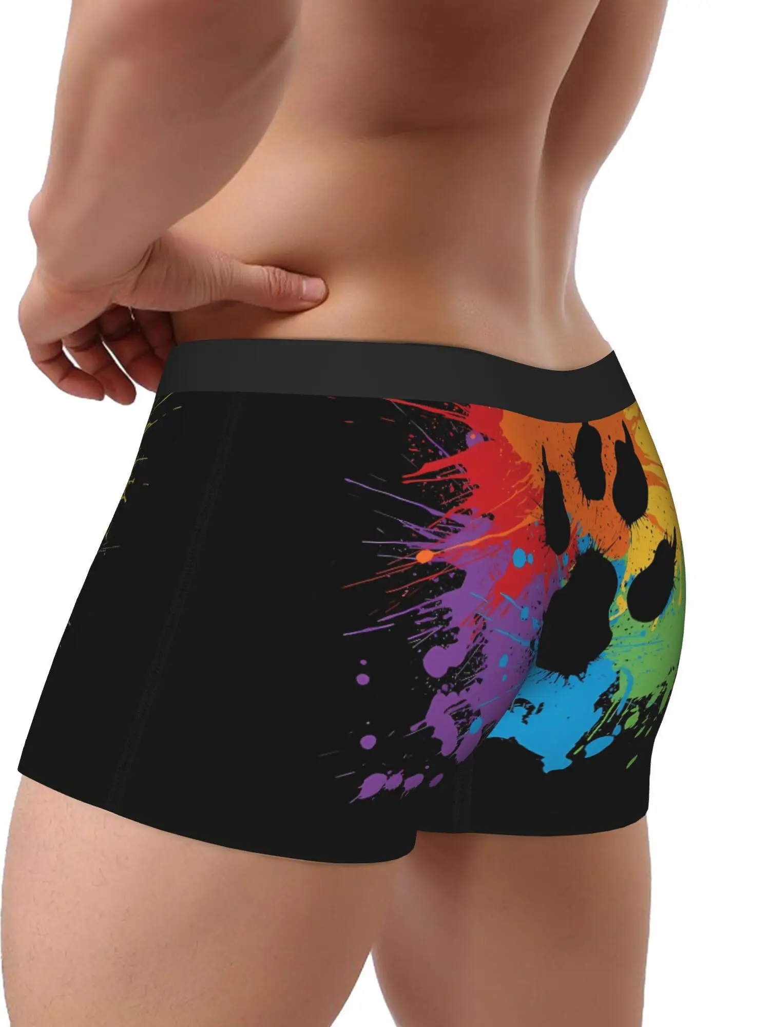 Dog Paw Pride Rainbow Underwear Stretchy Comfort Fit with Vibrant Colorful Breathable for Casual Attire Comfortable Underwear