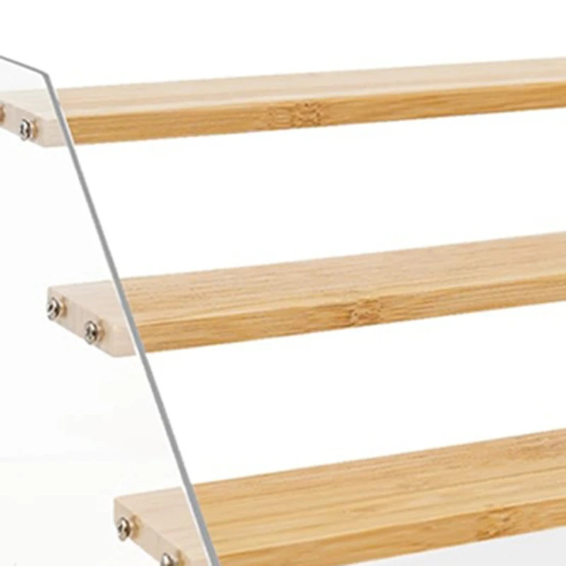 12In Kruidenrek Organizer Voor Kast - Houten 4 Tier Display Stand - Ruimtebesparende Display Plank Riser Voor Parfum Cupcake