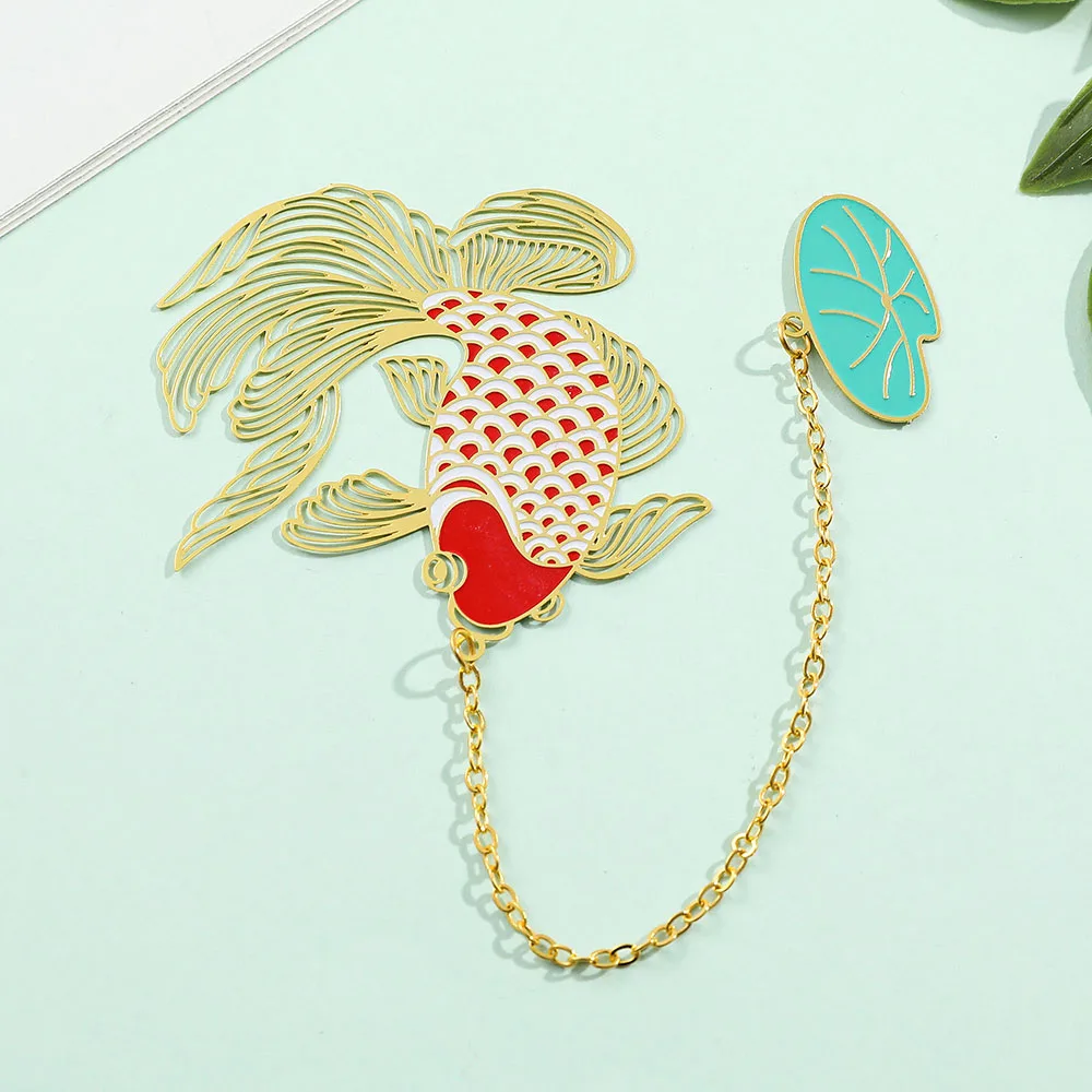 

Chinese Koi Cute Pet Bookmark Lucky Metal Bookmark Collection Gift Reading Marker Book Lovers Stationery Kids Toys