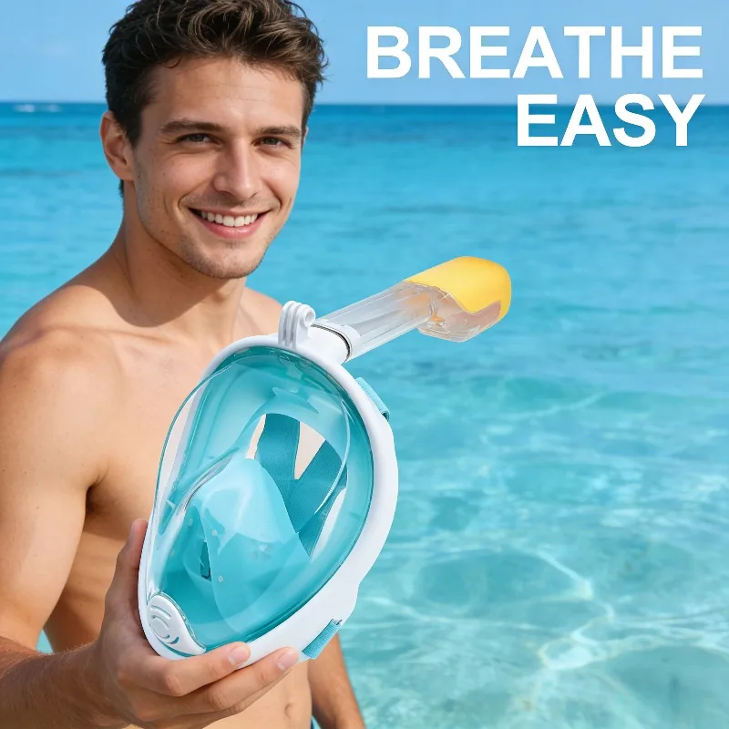 

2026 Новая полнолицевая маска для снорклинга с системой сухого верха для фридайвинга и исследования океана ​