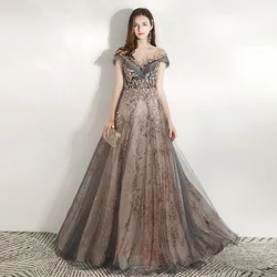 2024 New Prom Dresses for Women Elegant Off The Shoulder Sleeveless Long Skirt Slim Vestidos Banquet Evening Party Dress