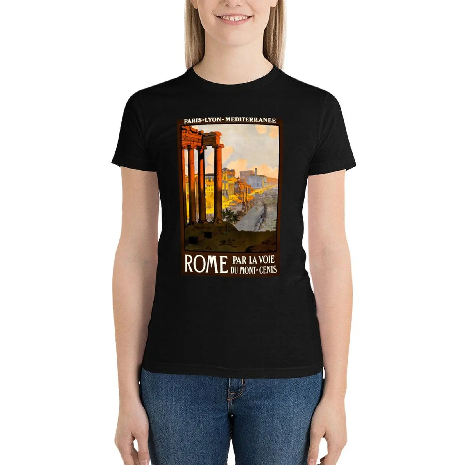 vintage Road to rome print art T-Shirt lady clothes Aesthetic clothing clothes for Women