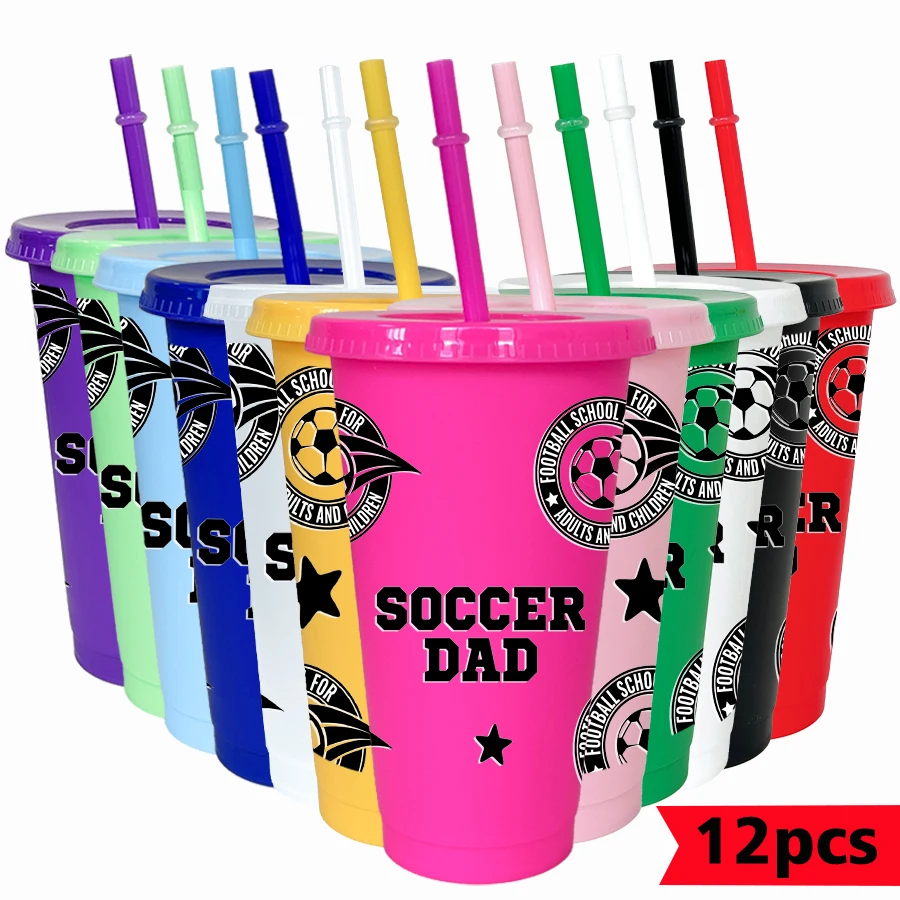 12pcs-set-football-star-pattern-26oz-colored-plastic-party-cold-cup-for-birthday-back-to-school-gift-gameday-drinkware