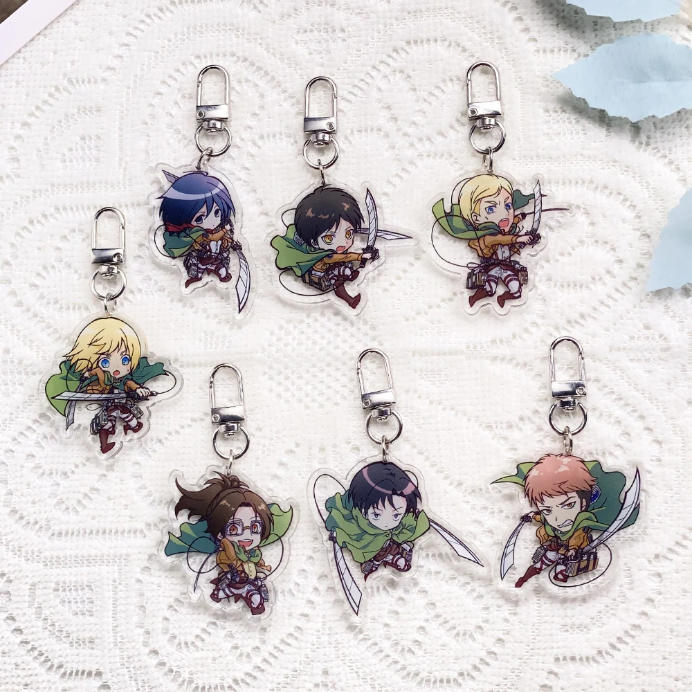 1/7PCS Anime Attack on Titan Green robe Acrylic Car Keychain Accessories Keyrings Friends Gifts Bag Charms Cute Backpack Pendant