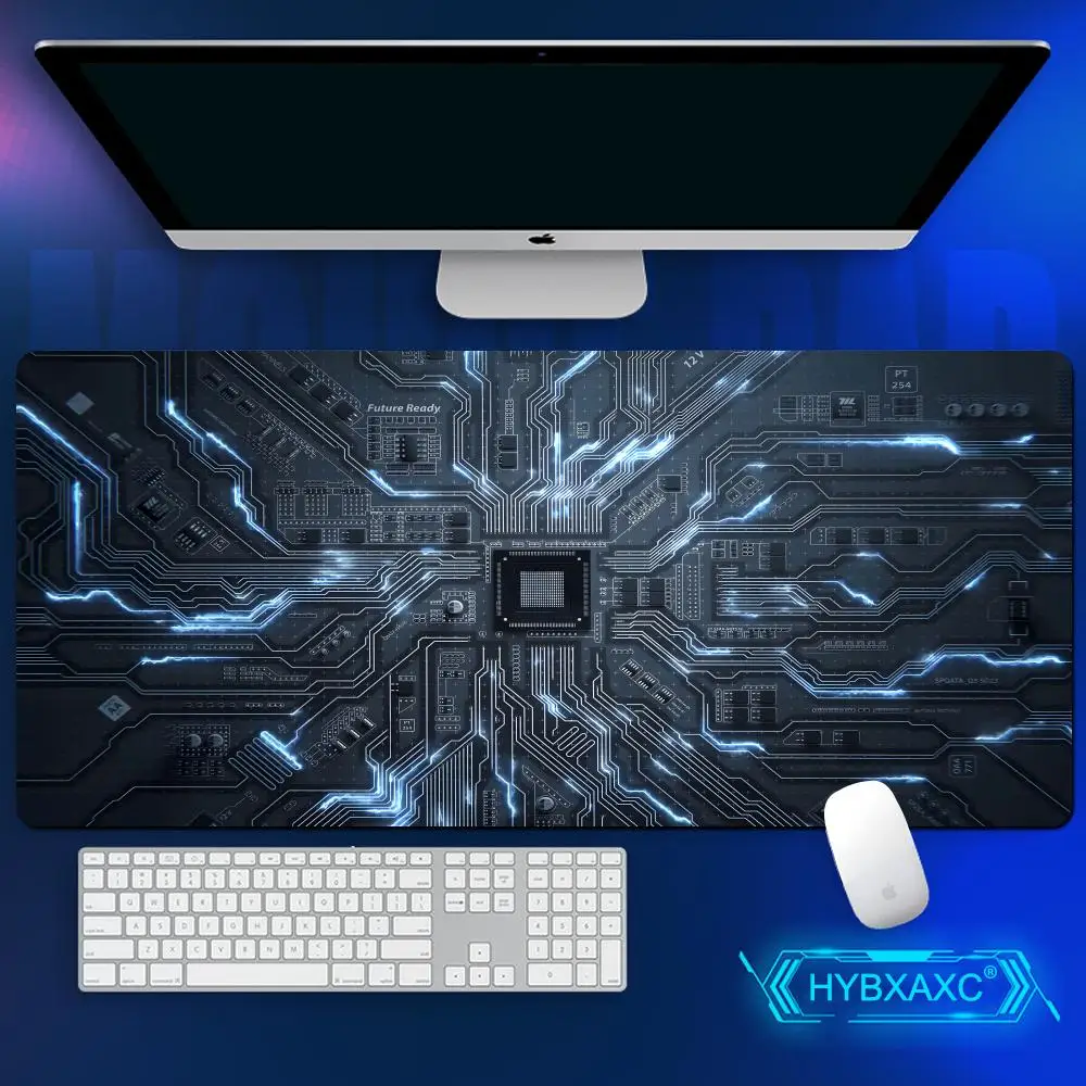 

Tapis de souris extra-large avec puce technologique, antidérapant, artistique, polymères de bureau, HYBXAXC
