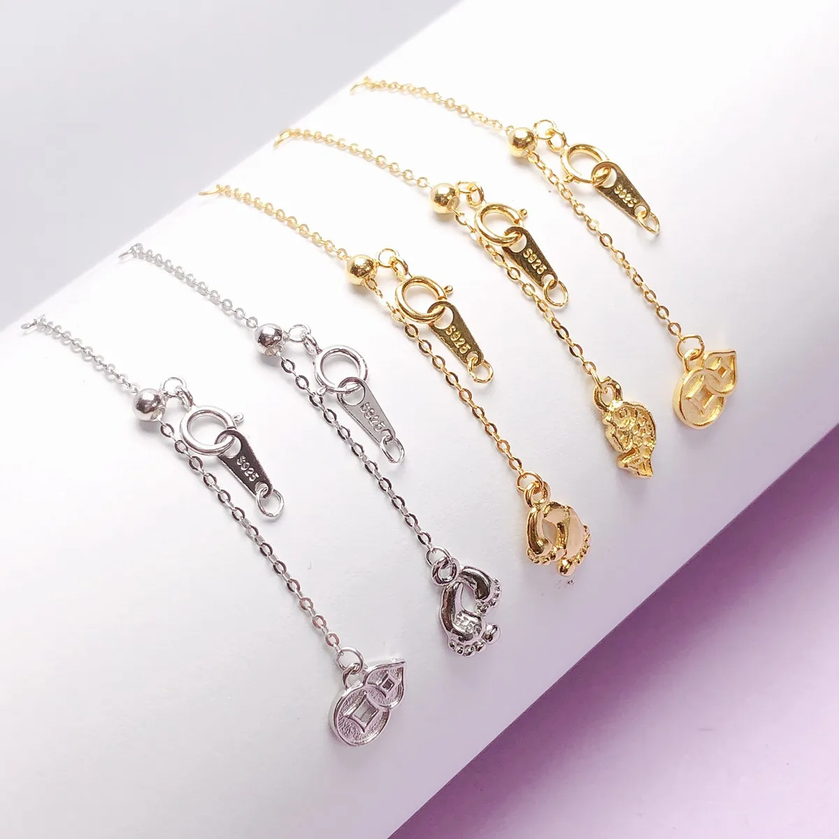 

Серебряная цепочка-удлинитель из чистого серебра 925 пробы для ожерелья, регулируемая длина, для самостоятельного изготовления золотых браслетов, синяя концевая цепочка, серебряные аксессуары...