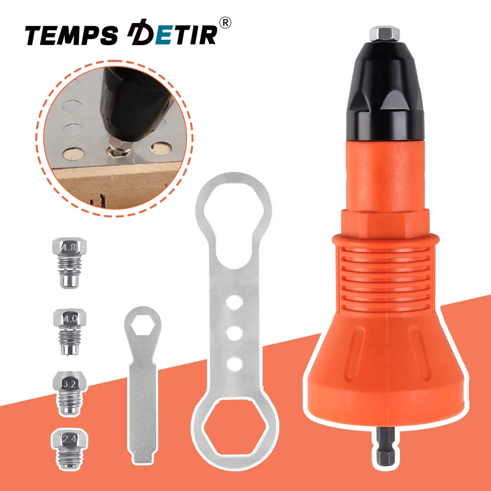 Electric Rivet Gun Conversion Head 2.4mm, 3.2mm, 4.0mm, 4.8mm Pull Rivet Gun Suitable For Electric Drills, Cordless Rivet Gun
