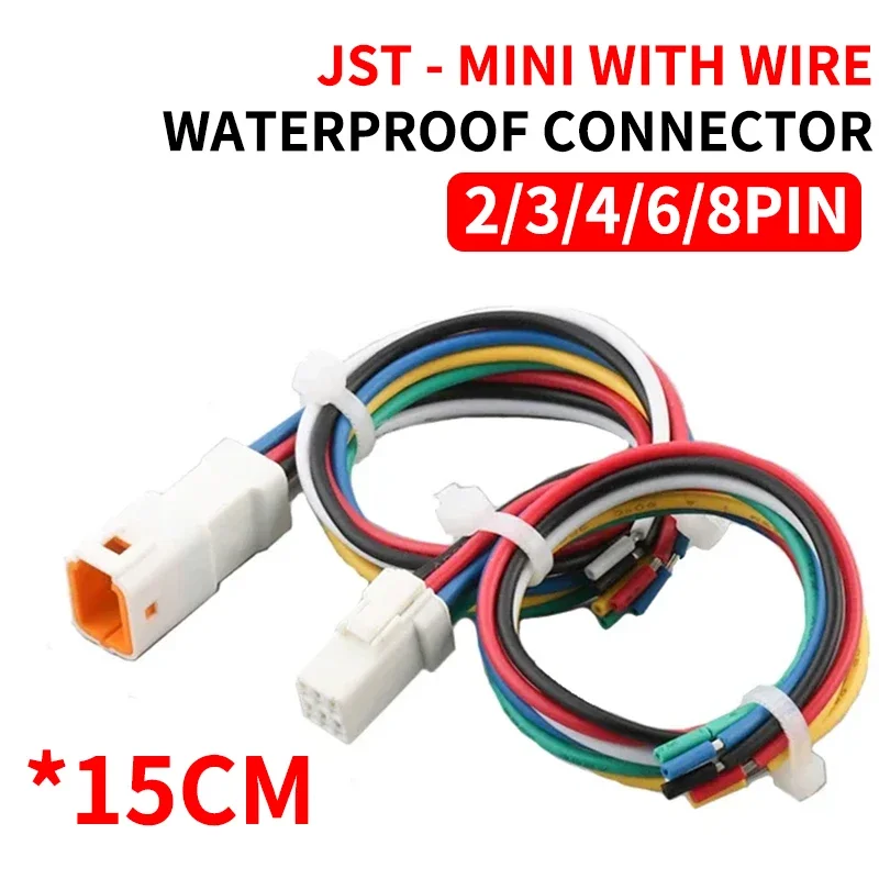 2 3 4 6 8 Pin JWPF 0.7MM Auto Waterproof Electronic Micro Connector With Cable Butt Plug Wiring Harness For Benz BMW JST-02