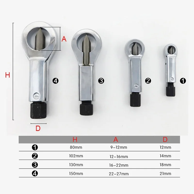 Rusty Nut Separation Wrench Damaged Screw Nut Splitter Remover Spanner Remove Cutter Tool Steel Wrench Hex Extractor Tools