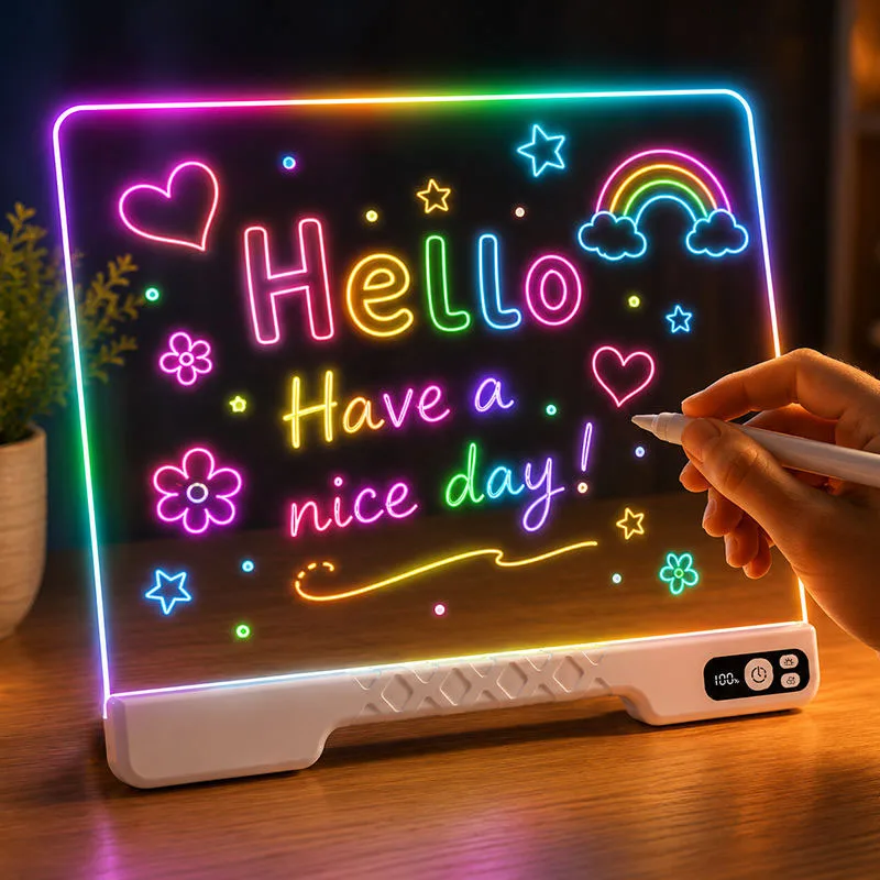 16'' Rechargeable LED Drawing Board, Birthday Christmas Gift, Light Up Drawing Tablet with Timer & 14 Lighting Effects
